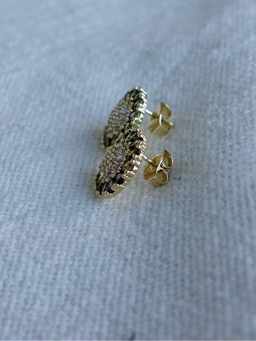 NEW! Gold and Black Pavé Round Stud Earrings - Women Jewelry - Picture 4 of 5